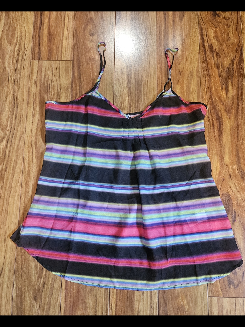 Maurices Black Multicolor Striped Spaghetti Strap Tank